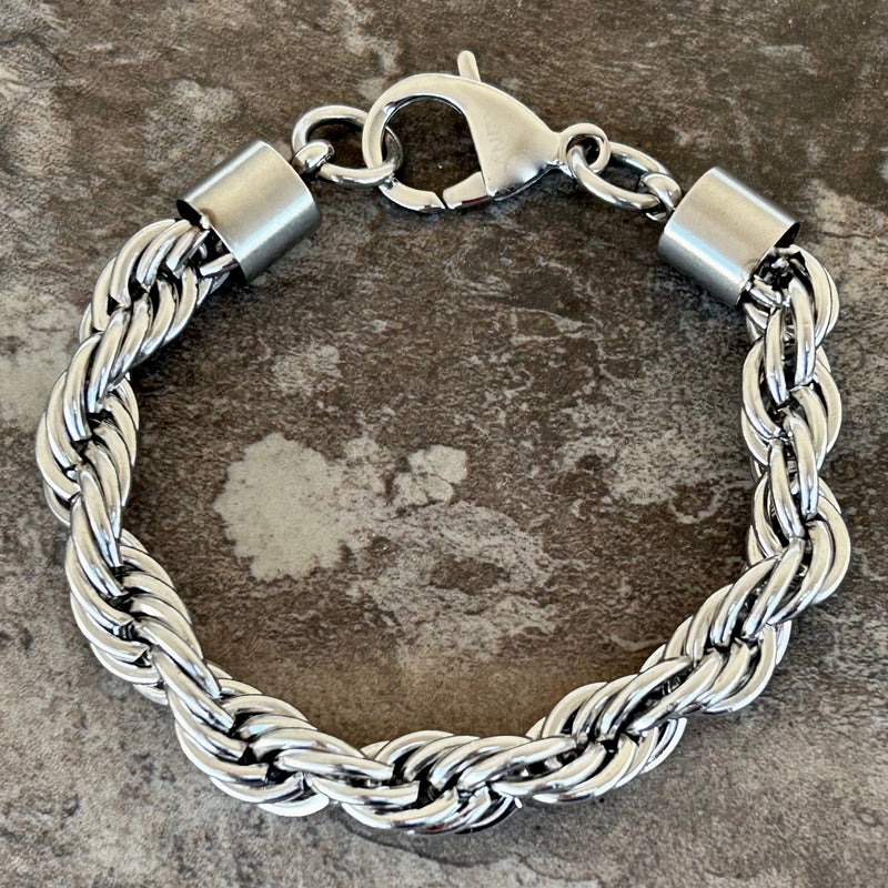 Sanity Steel Bracelet 8 inches 10MM Rope Chain Bracelet- Polished - B62