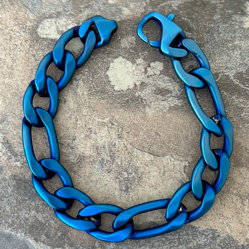 Sanity Steel Bracelet 8 inches Bracelet - Figaro - Classic - Blue - 1/2" Wide - FB13