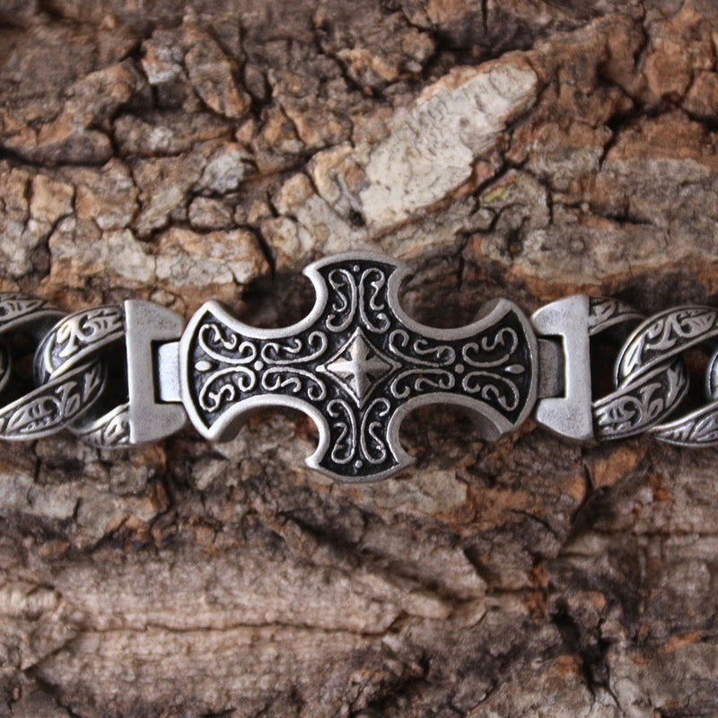 Sanity Steel Bracelet 8 inches Crusader's Bracelet - The Templar - Brushed - B110