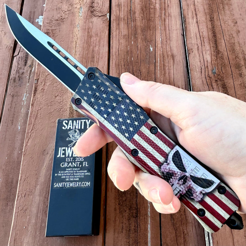 Sanity Steel Bracelet 9.5” Frank Nitti - Tanto Skull Serrated - Large - LPUNDP