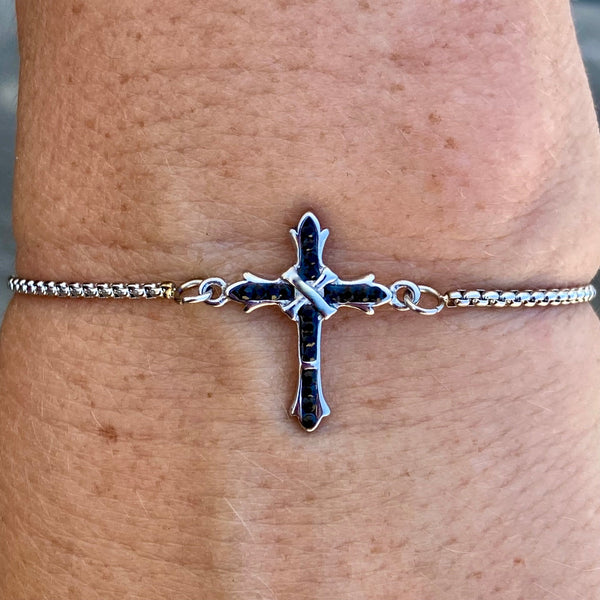 Sanity Steel Bracelet Bling Cross - Black Stone - Bracelet - 2605B