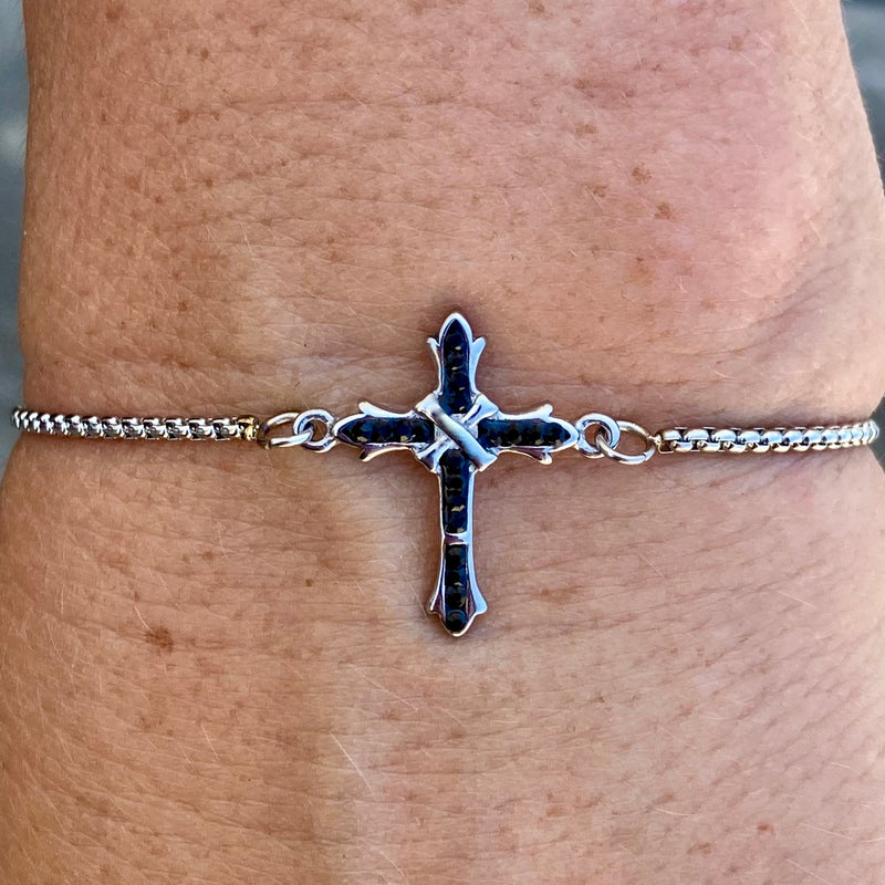 Sanity Steel Bracelet Bling Cross - Black Stone - Bracelet - 2605B