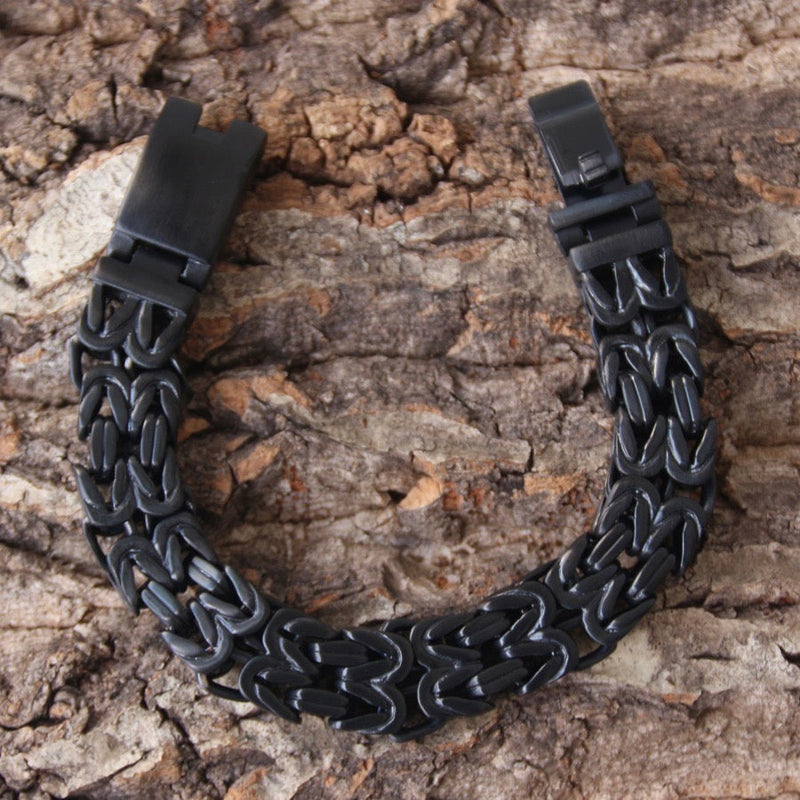 Sanity Steel Bracelet Chain Mail - Custom - Black - 1/2 inch wide - B102