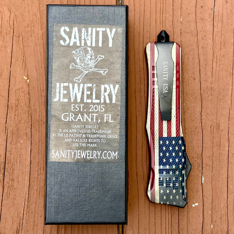 Sanity Steel Bracelet Frank Nitti - Flag - Double Sided Serrated- Large - LFDBS