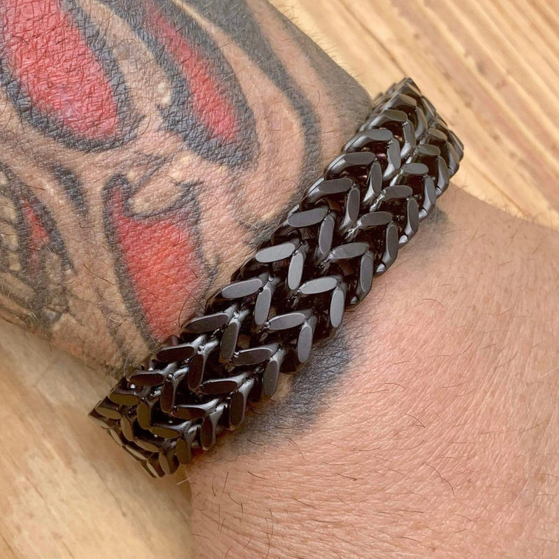 Sanity Steel Bracelet "Viking King" - Classic - Matte Black - 3/4 inch wide - B02