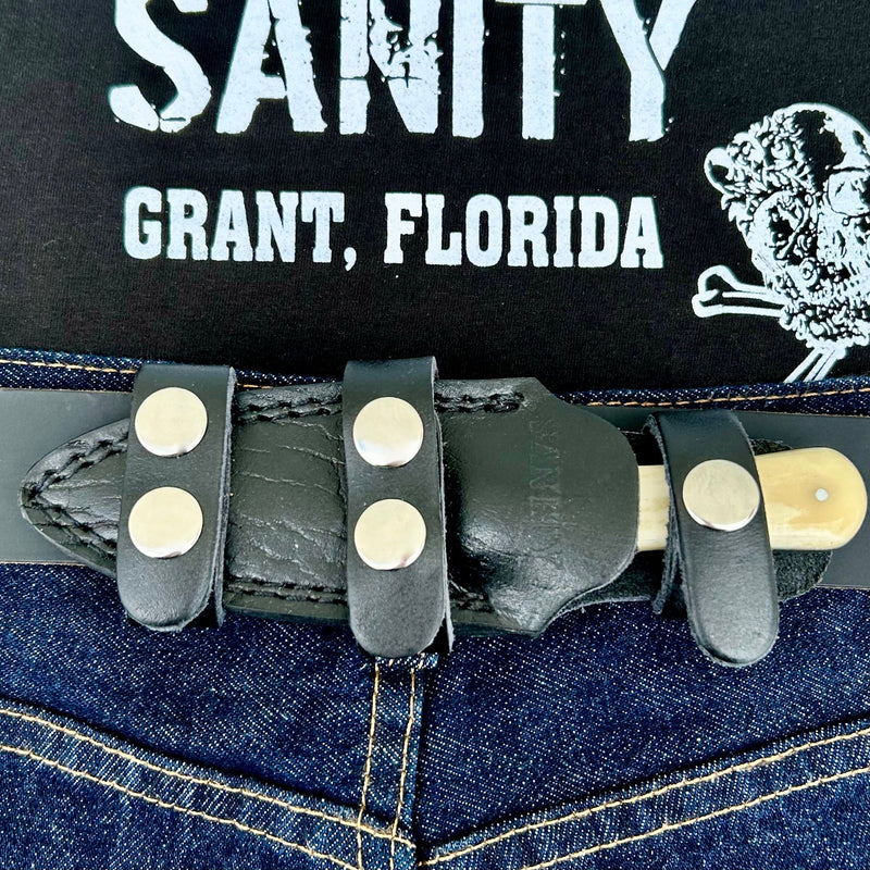 Sanity Steel Damascus Steel 6” Bonnie & Clyde - Bone - Damascus - Horizontal & Vertical Carry - BC09