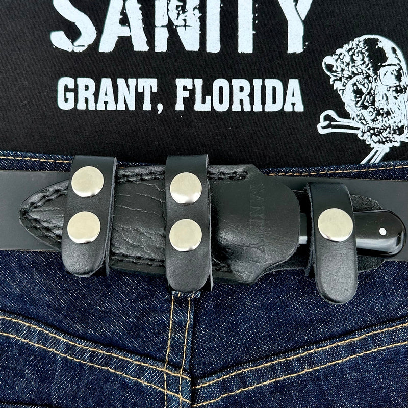 Sanity Steel Damascus Steel 6” Bonnie & Clyde - Buffalo Horn - Damascus - Horizontal & Vertical Carry - BC05