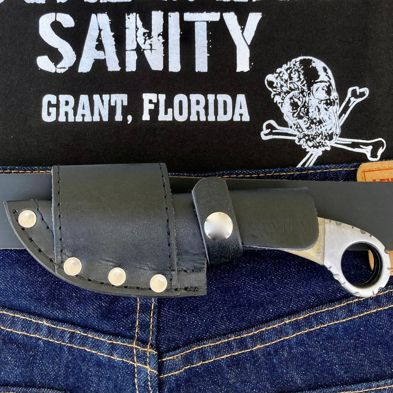 Sanity Steel Damascus Steel 7" Al Capone - Horizontal & Vertical Carry - D2 Steel - Bone - 7 inches - A2703