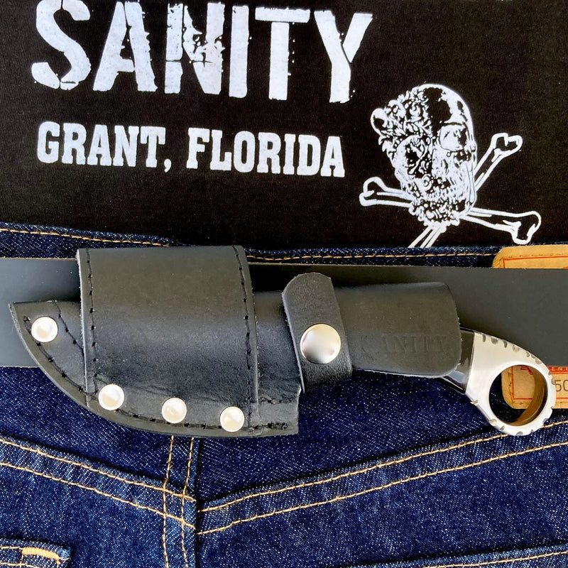 Sanity Steel Damascus Steel 7" Al Capone - Horizontal & Vertical Carry - D2 Steel - Buffalo Horn - 7 inches - A2704