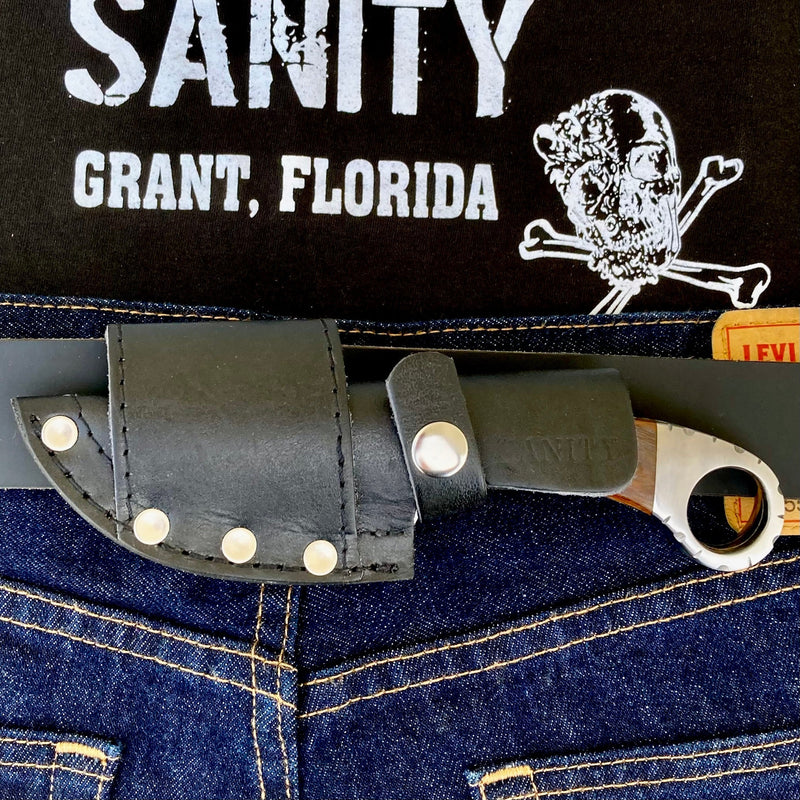 Sanity Steel Damascus Steel 7" Al Capone - Horizontal & Vertical Carry - D2 Steel - Rosewood - 7 inches - A2702