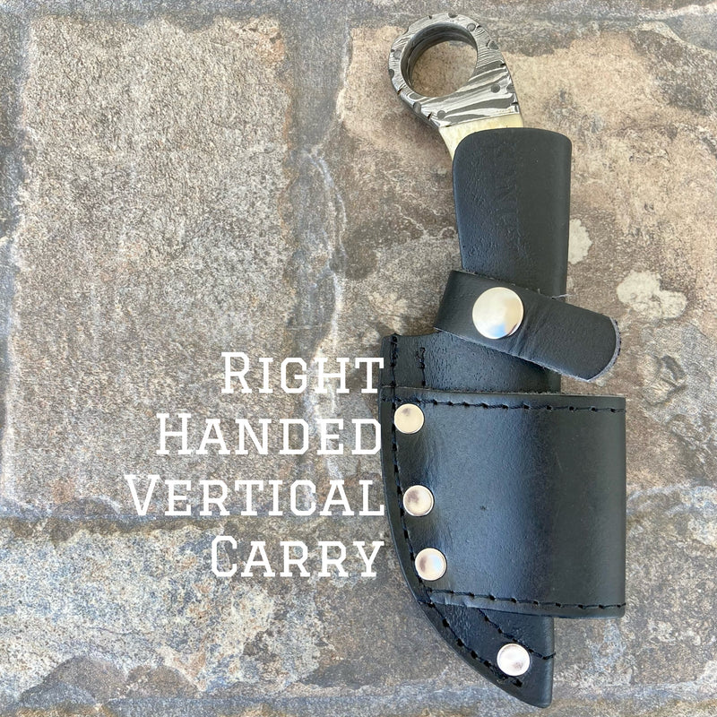 Sanity Steel Damascus Steel Right Handed Vertical 7" Al Capone - Horizontal & Vertical Carry - Bone - 7 inches - AC703