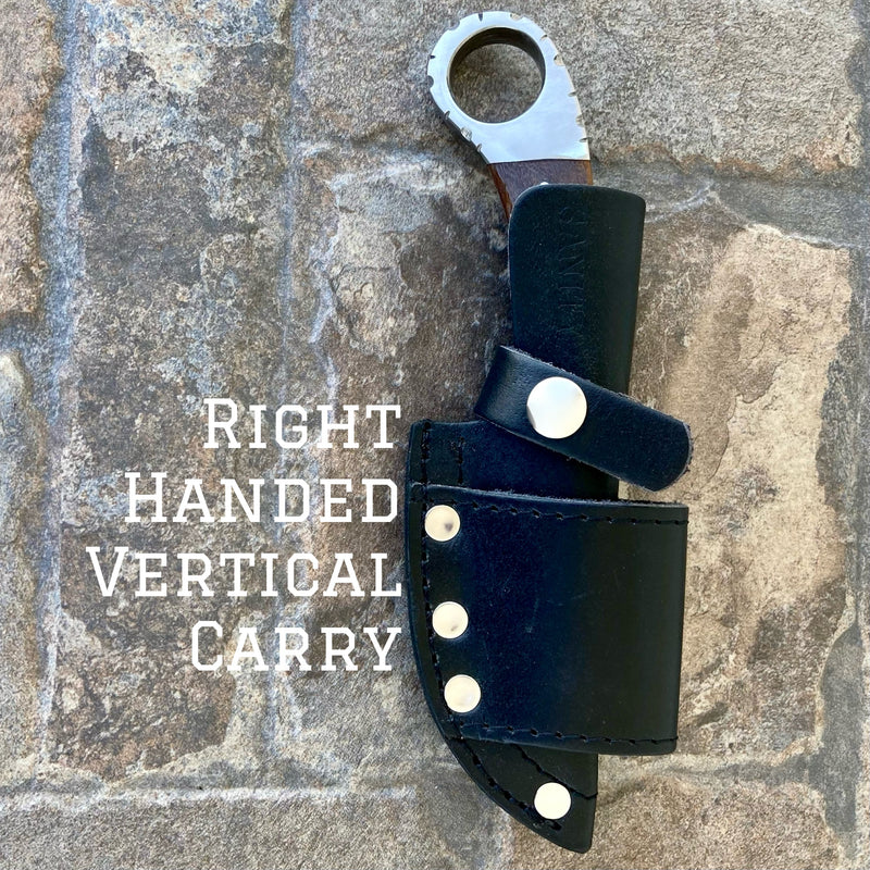 Sanity Steel Damascus Steel Right Handed Vertical 7" Al Capone - Horizontal & Vertical Carry - D2 Steel - Rosewood - 7 inches - A2702