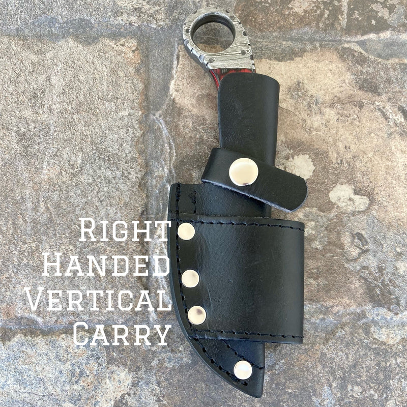 Sanity Steel Damascus Steel Right Handed Vertical 7" Al Capone - Horizontal & Vertical Carry - Red & Black Wood - 7 inches - AC701