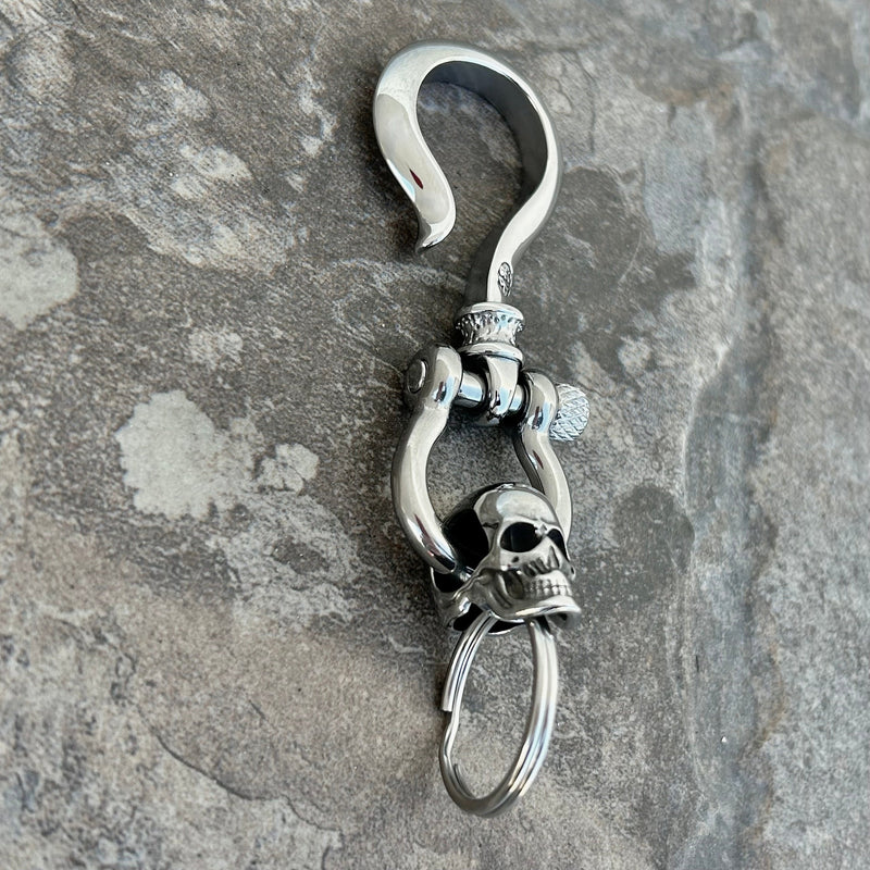 Sanity Steel Key Clasp Belt Clip / Clasp - Scrollwork Skull - Polished - WCC-19