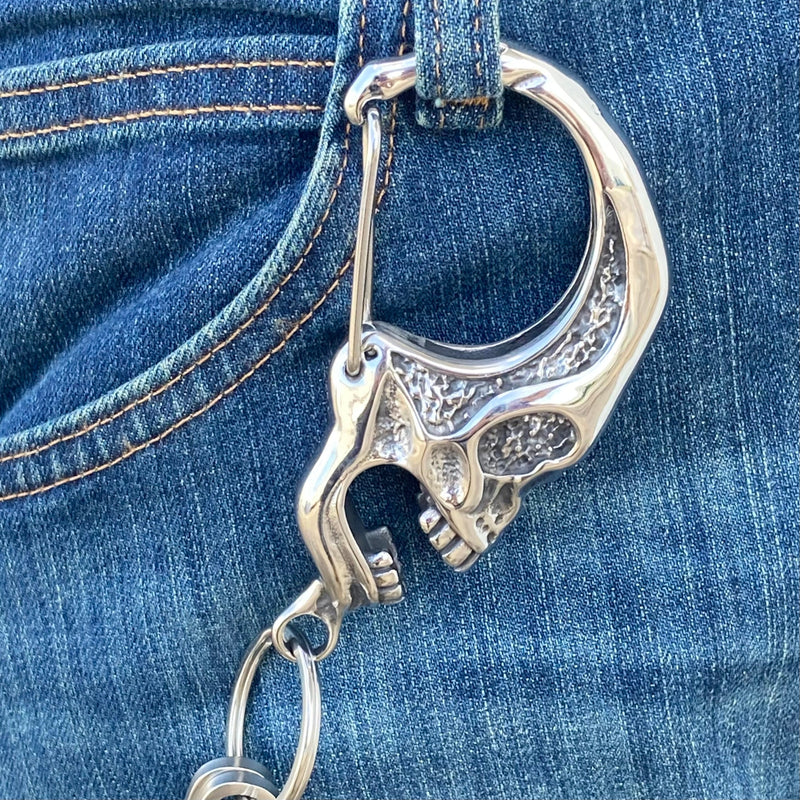 Sanity Steel Key Clasp Belt Clip / Clasp - XL Skull - Polished - WCC-22