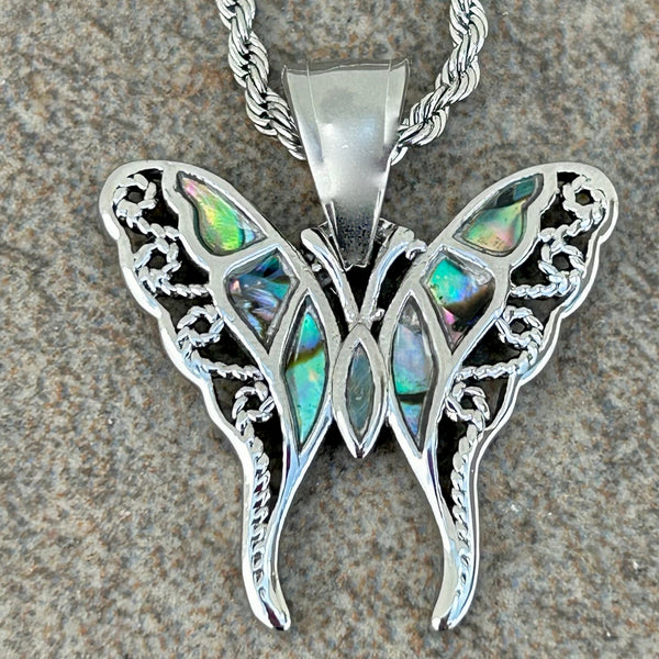 Sanity Steel Ladies Necklace Pendant Only Sea Shell - Butterfly Swallow Tail Mini - Pendant - Rope Necklace - SK2559M