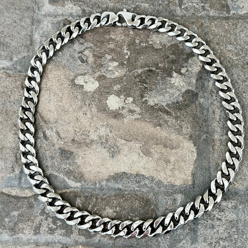 Sanity Steel Necklace 20 inches Necklace - Diamond Cut Cuban Link - Classic - Polished Stainless - 1/2" Wide - CN01