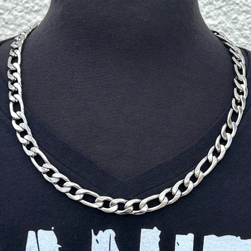 Sanity Steel Necklace 22 inches Necklace - Figaro - Custom - Polished Stainless - 1/4" Wide - FN02
