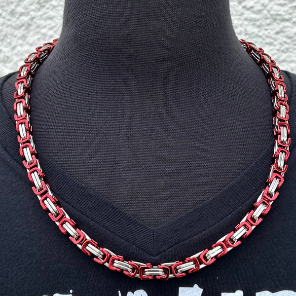 Sanity Steel Necklace Daytona - Red & Silver - Deluxe - 1/4 inch wide