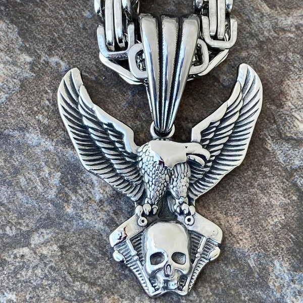 Sanity Steel Necklace Eagle & VTwin - Silver - Necklace (470)