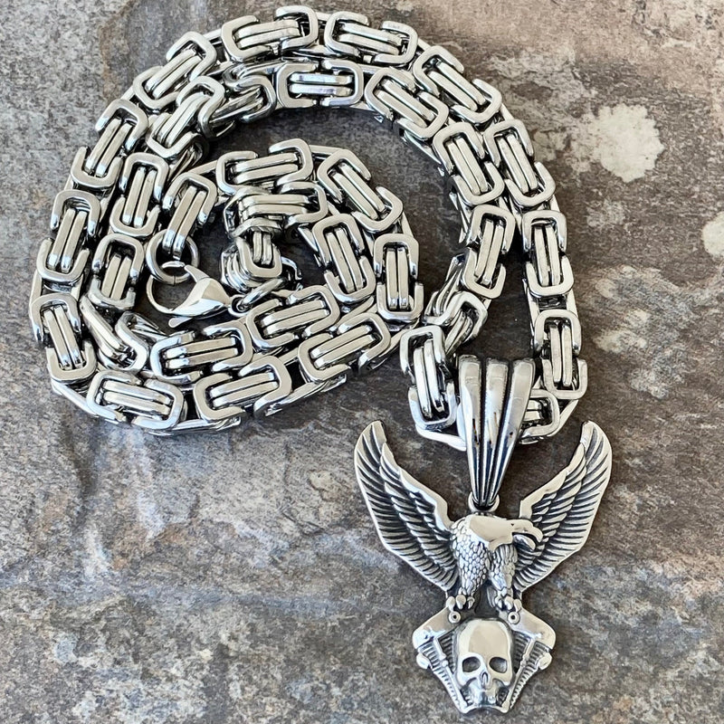 Sanity Steel Necklace Eagle & VTwin - Silver - Necklace (470)