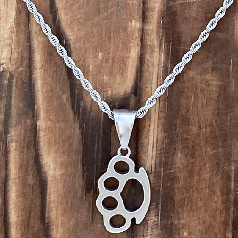 Sanity Steel Necklace Knuckle - Pendant - Rope Necklace - 6738C