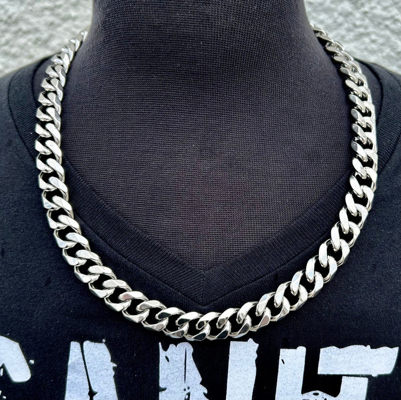 Sanity Steel Necklace Necklace - Diamond Cut Cuban Link - Classic - Polished Stainless - 1/2" Wide - CN01