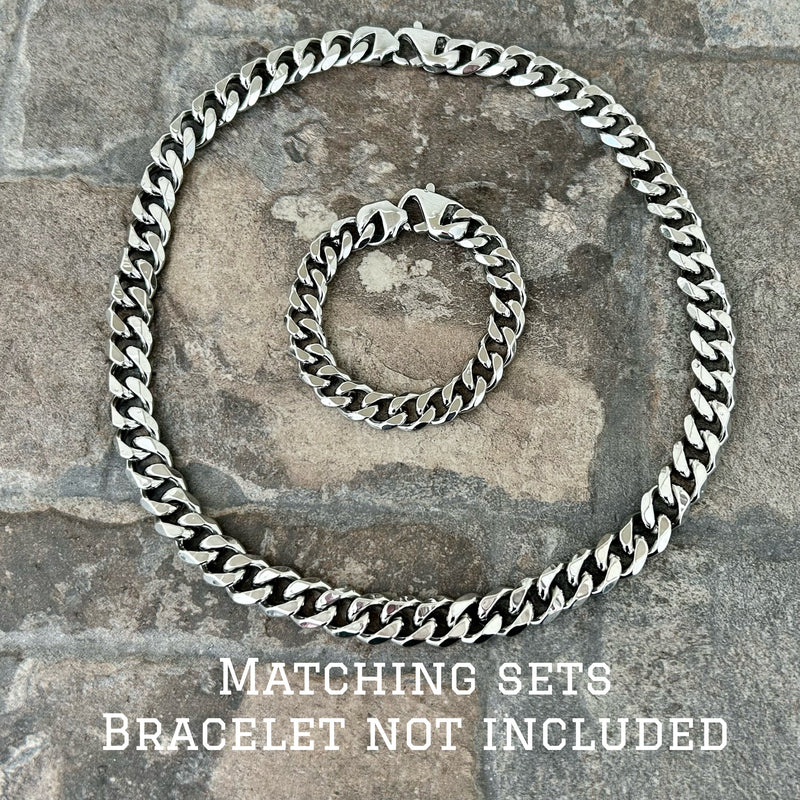Sanity Steel Necklace Necklace - Diamond Cut Cuban Link - Classic - Polished Stainless - 1/2" Wide - CN01