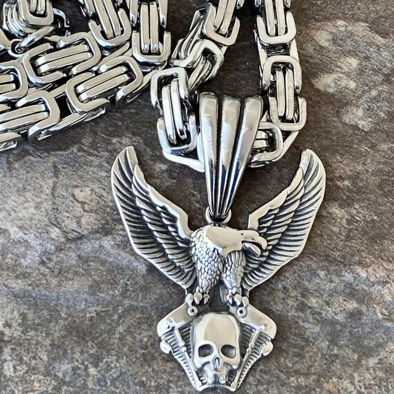 Sanity Steel Necklace Pendant Only Eagle & VTwin - Silver - Necklace (470)