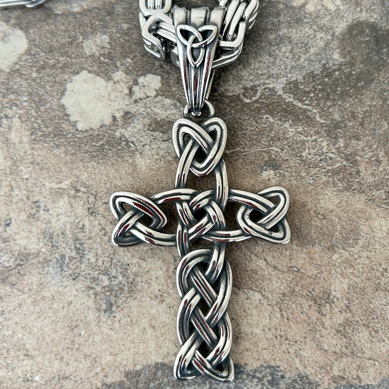 Sanity Steel Necklace Pendant Only "Sanity's Combo" - Large Celtic Cross Pendant & Necklace (804)