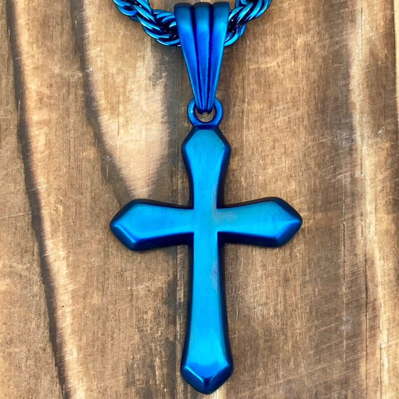 Sanity Steel Necklace Pendant Only Sanity's Favorite Cross Small - Blue - Pendant & Necklace 860C