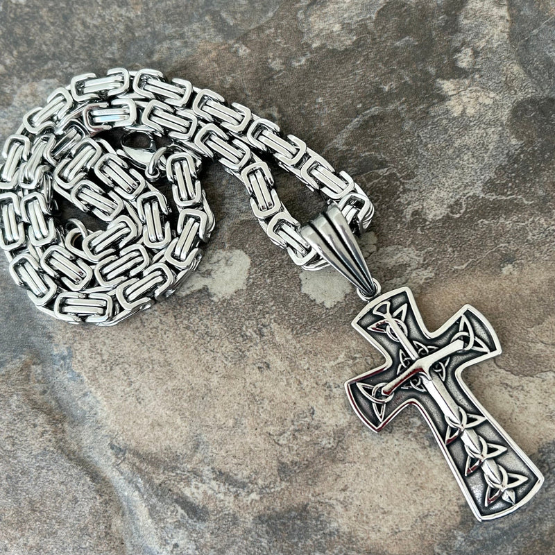 Sanity Steel Necklace "Sanity's Combo" - Cross - Triquetra Cross Pendant & Necklace (693)