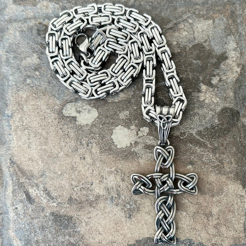 Sanity Steel Necklace "Sanity's Combo" - Large Celtic Cross Pendant & Necklace (804)