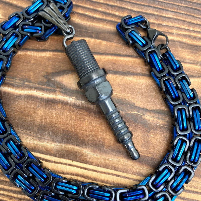 Sanity Steel Necklace Spark Plug - Galvanized - Pendant & Necklace (314)