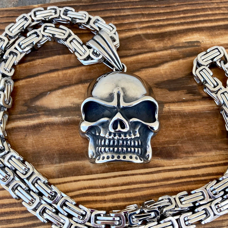 Sanity Steel Pendant Bone Crusher Skull - Hollow Back Pendant - Necklace (251)