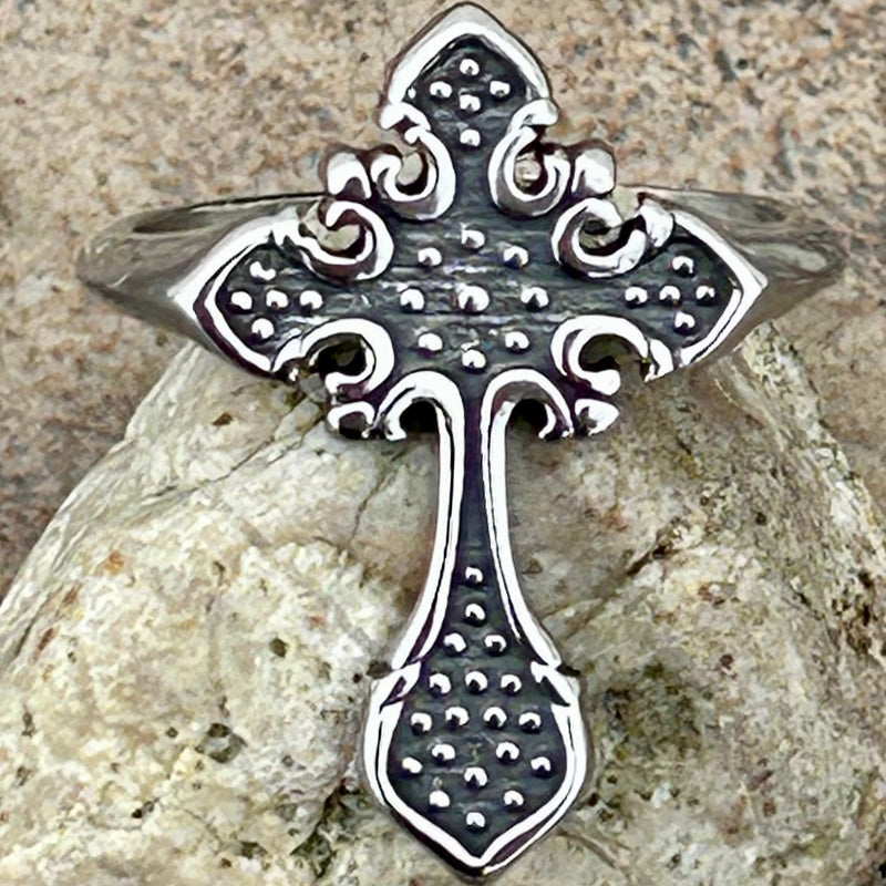Sanity Steel Ring Cross Ring - The Queens Cross- R229