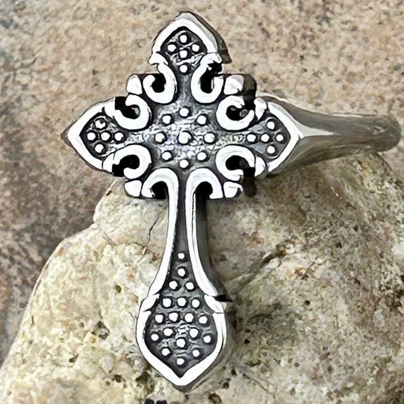 Sanity Steel Ring Cross Ring - The Queens Cross- R229