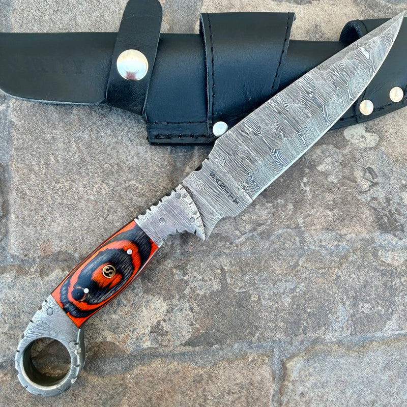 Sanity Steel Steel 11” Al Capone - Orange & Black Wood - Damascus - Horizontal & Vertical Carry - AC02