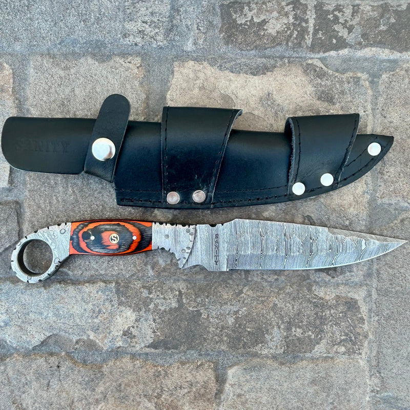 Sanity Steel Steel 11” Al Capone - Orange & Black Wood - Damascus - Horizontal & Vertical Carry - AC02