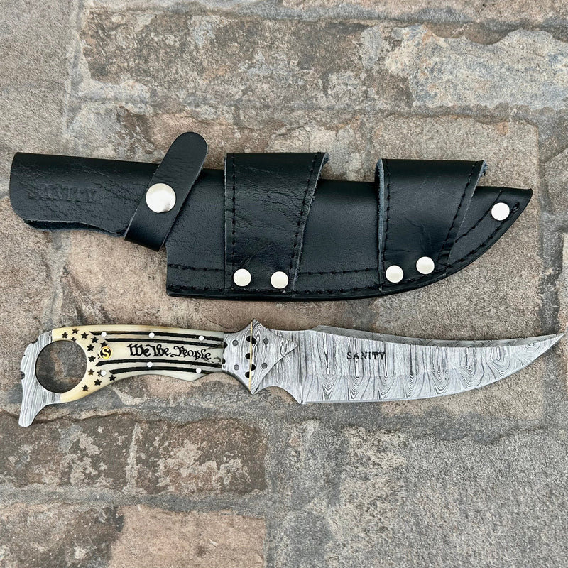 Sanity Steel Steel 11” John Dillinger - “We The People” Bone - Damascus - Horizontal & Vertical Carry - JDE02
