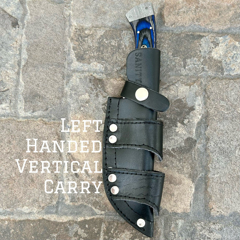 Sanity Steel Steel 8.5” Lucky Luciano - Blue & Black Wood - Damascus - Horizontal & Vertical Carry - LL07