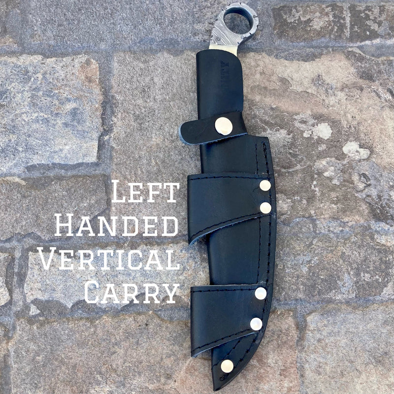 Sanity Steel Steel Left Handed Vertical 11” Al Capone - Green & Black Wood - Damascus - Horizontal & Vertical Carry - AC01