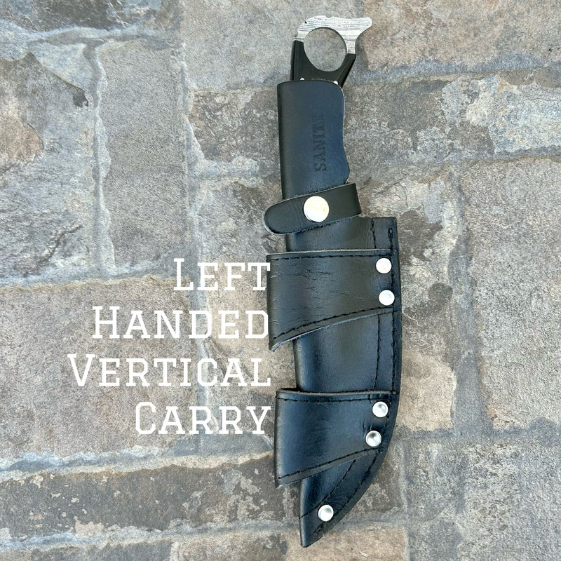Sanity Steel Steel Left Handed Vertical 11” John Dillinger - Buffalo Horn - Damascus - Horizontal & Vertical Carry - JDE05