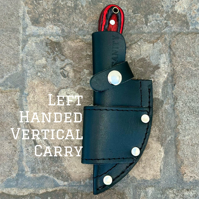 Sanity Steel Steel Left Handed Vertical Jesse James - D2 Steel - Red & Black Wood - 7 inches - JJ013