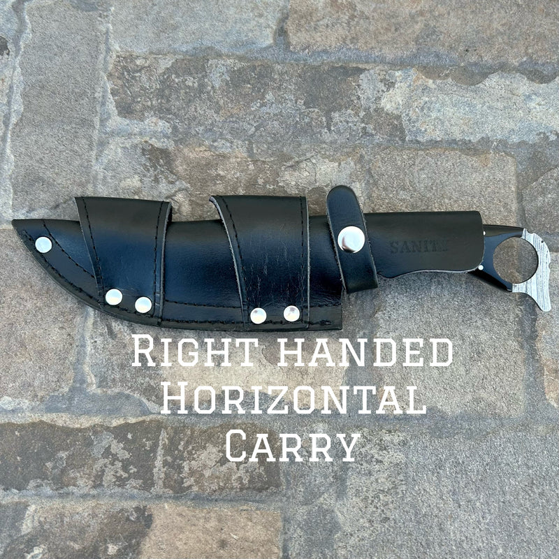 Sanity Steel Steel Right Handed Horizontal 11” John Dillinger - Buffalo Horn - Damascus - Horizontal & Vertical Carry - JDE05
