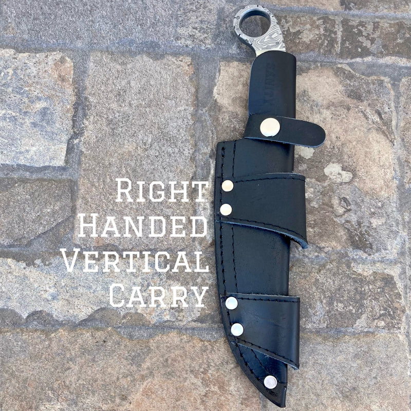 Sanity Steel Steel Right Handed Vertical 11” Al Capone - Bone - Damascus - Horizontal & Vertical Carry - ACF04