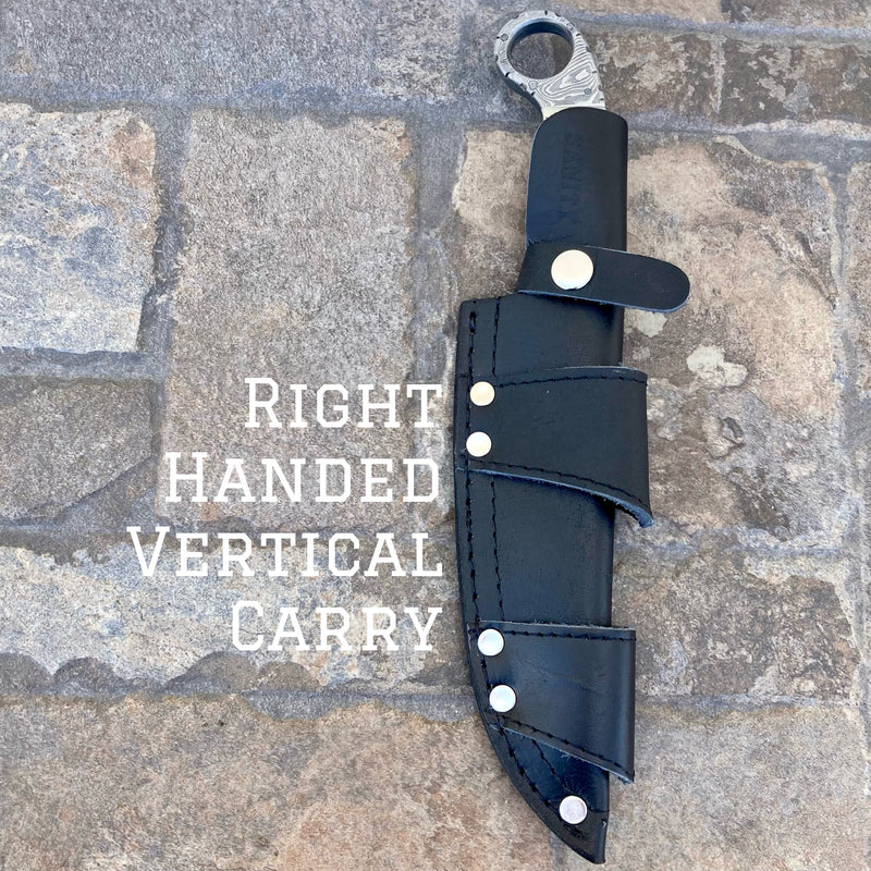 Sanity Steel Steel Right Handed Vertical 11” Al Capone - Green & Black Wood - Damascus - Horizontal & Vertical Carry - AC01