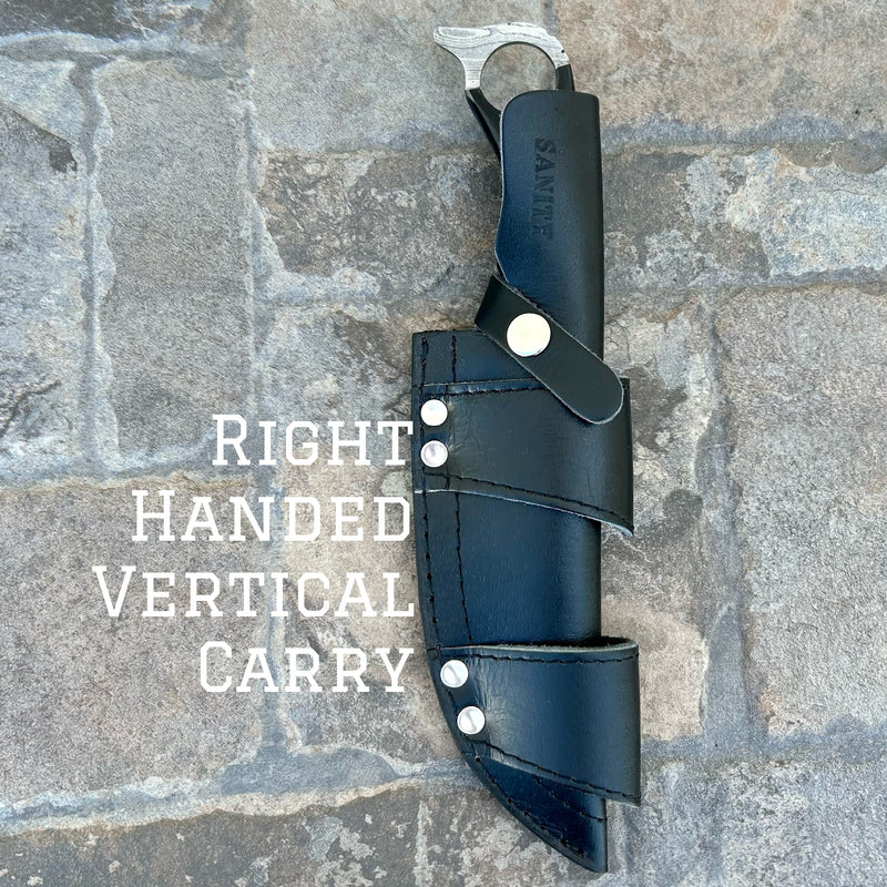 Sanity Steel Steel Right Handed Vertical 11” John Dillinger - Buffalo Horn - Damascus - Horizontal & Vertical Carry - JDE05