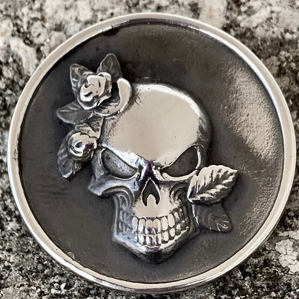 Sanity Steel Vest Pin Vest Pin - Skull & Roses - PIN22
