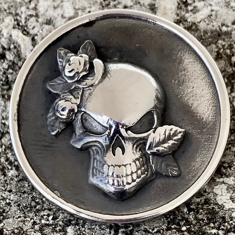 Sanity Steel Vest Pin Vest Pin - Skull & Roses - PIN22